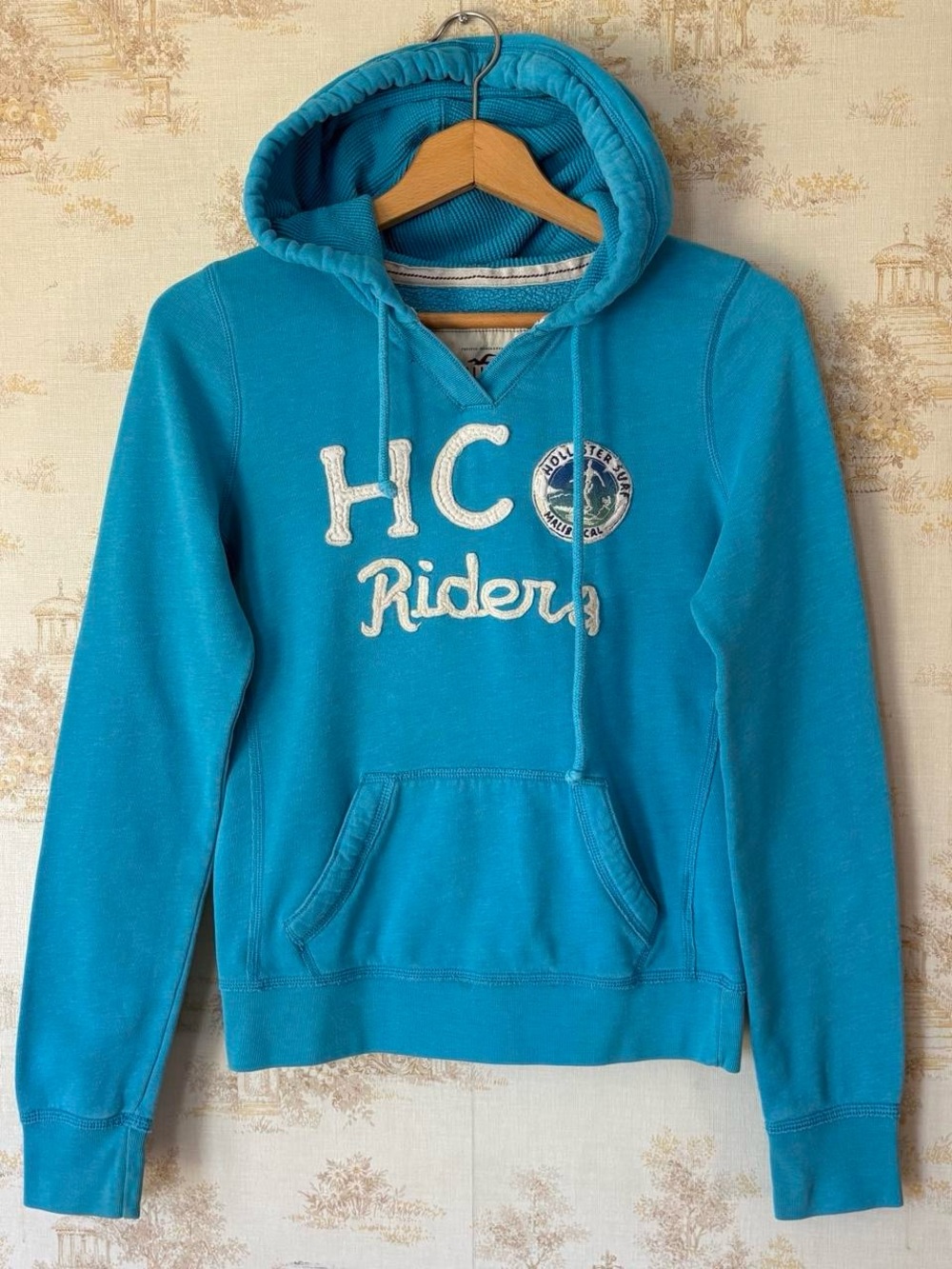 Vintage Y2K Hollister Surf HCO Riders Turquoise Blue Pullover Hoodie